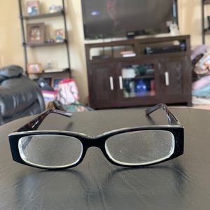 Stylish brown glasses.